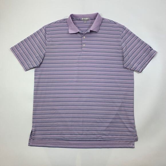 Peter Millar Polo Shirt Mens XL Orchid Purple Blue Striped Performance Golf - Picture 2 of 10